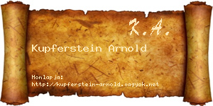 Kupferstein Arnold névjegykártya